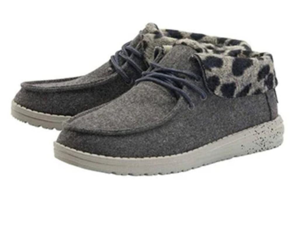Hey Dude Britt Grey Cheetah Size 7